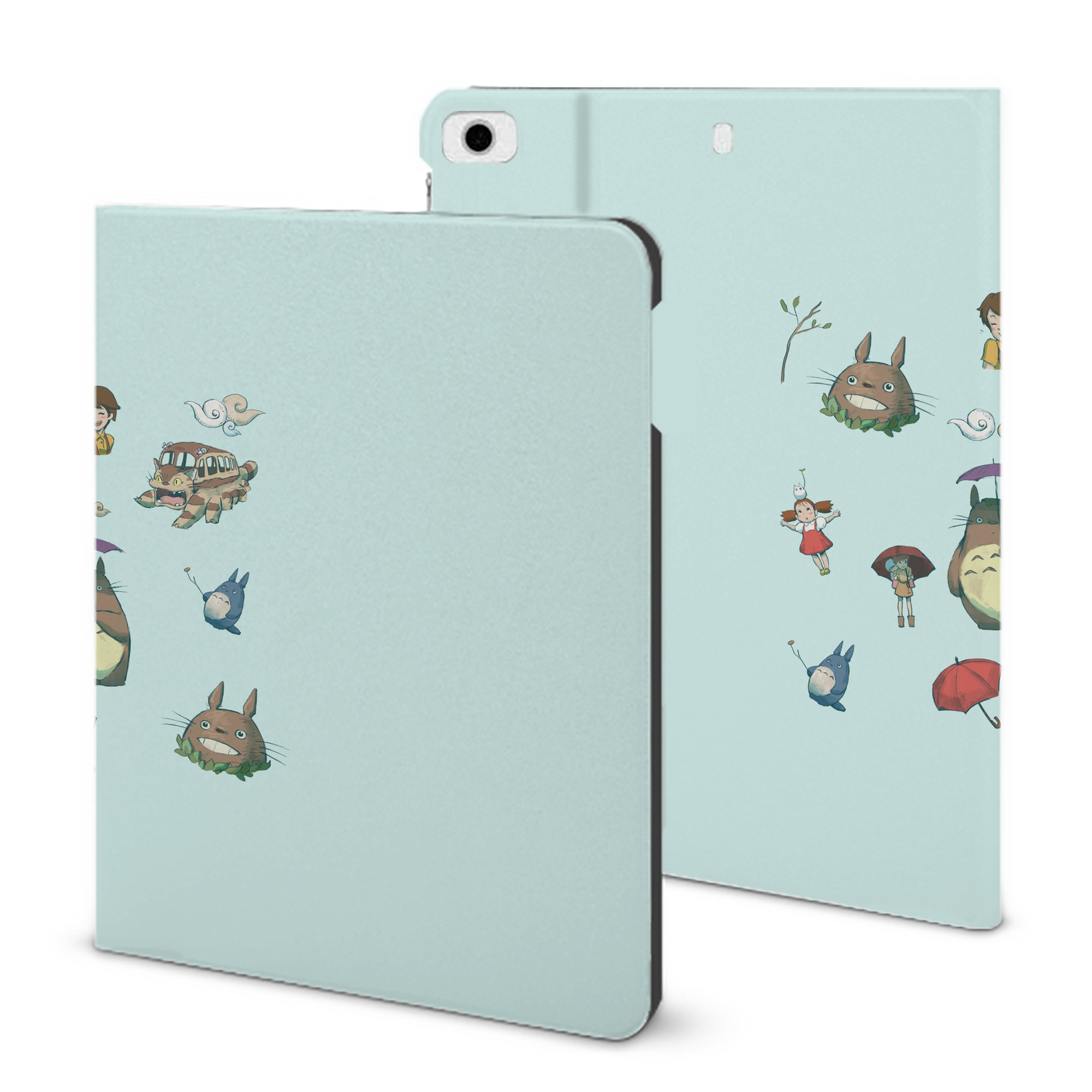 （画像用） となりのトトロ 草壁メイ 草壁サツキ My Neighbor Totoro Satsuki Kusakabe Mei Kusakabe IPad ケース ブック型 PUレザー TPU 耐衝撃 軽量 薄型 ペン収納なし 全面保護 IPad 各モデル対応
